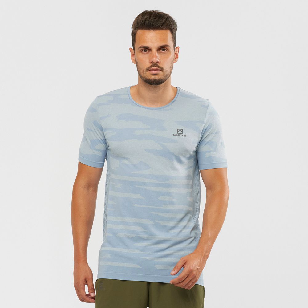 SALOMON XA CAMO TEE Philippines - Men's Tee Shirt - Ashley Blue | 456198-RID